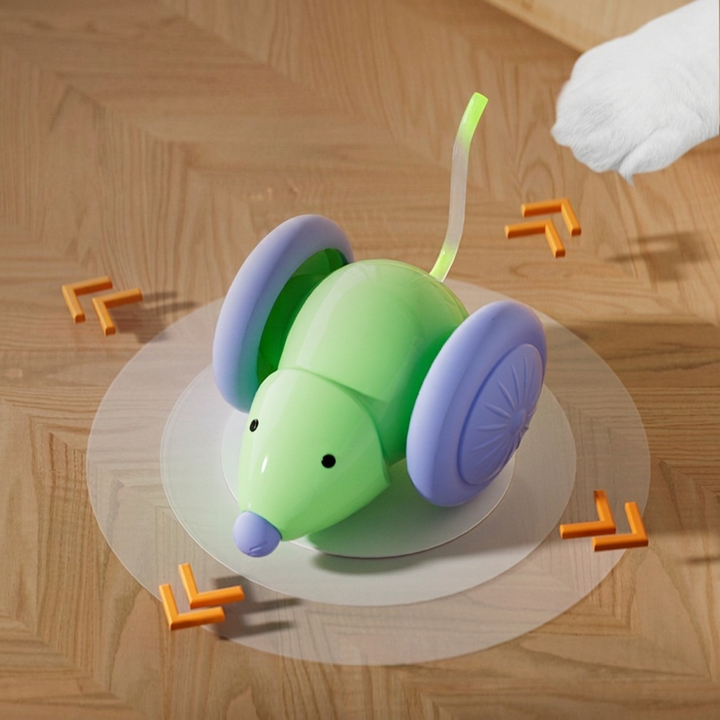 PawPulse mouse activating instantly on a cat paw touch